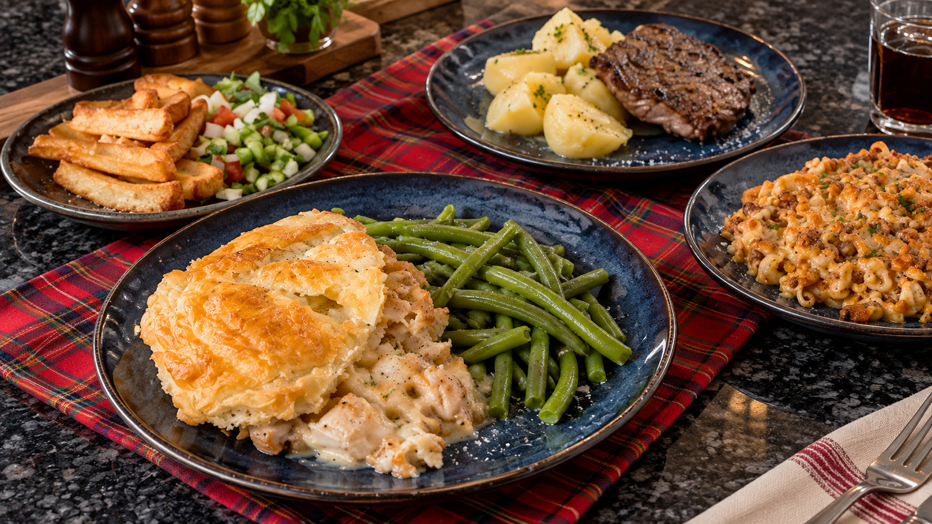 Weekly dinner plan featuring comfort food favorites in Scotland