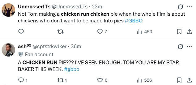 Bake Off fans go wild for iconic Chicken Run bake as Tom receives a ...