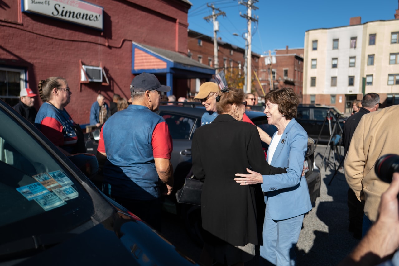 Collins frequently notes to reporters the times she has broken with President Trump, who is unpopular in Maine.