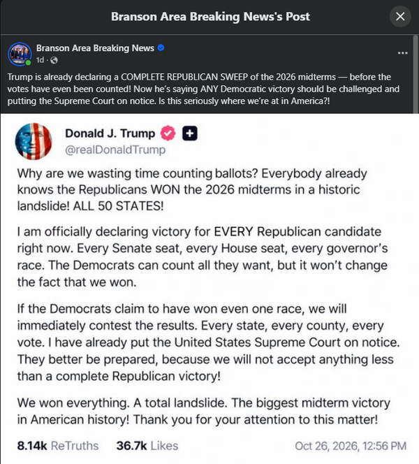 Did Trump post 'Why are we wasting time counting ballots?' Don't be fooled