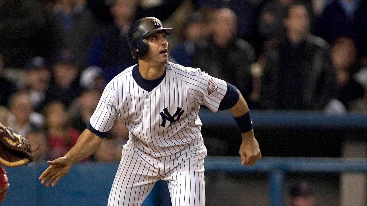 Jorge Posada of the New York Yankees during the Yankees' 6-5 victory over the Boston Red Sox in Game 7 of the ALCS at Yankee Stadium in New York on Oct. 16, 2003. Getty Images