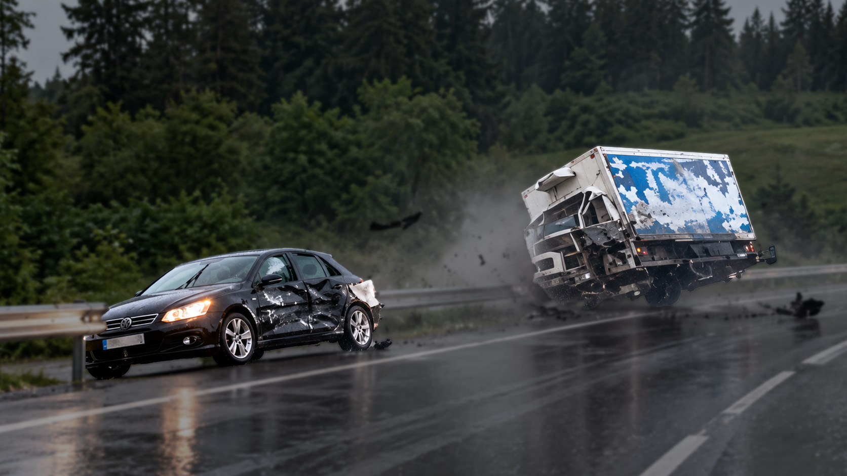 Dashcam captures a traffic crash