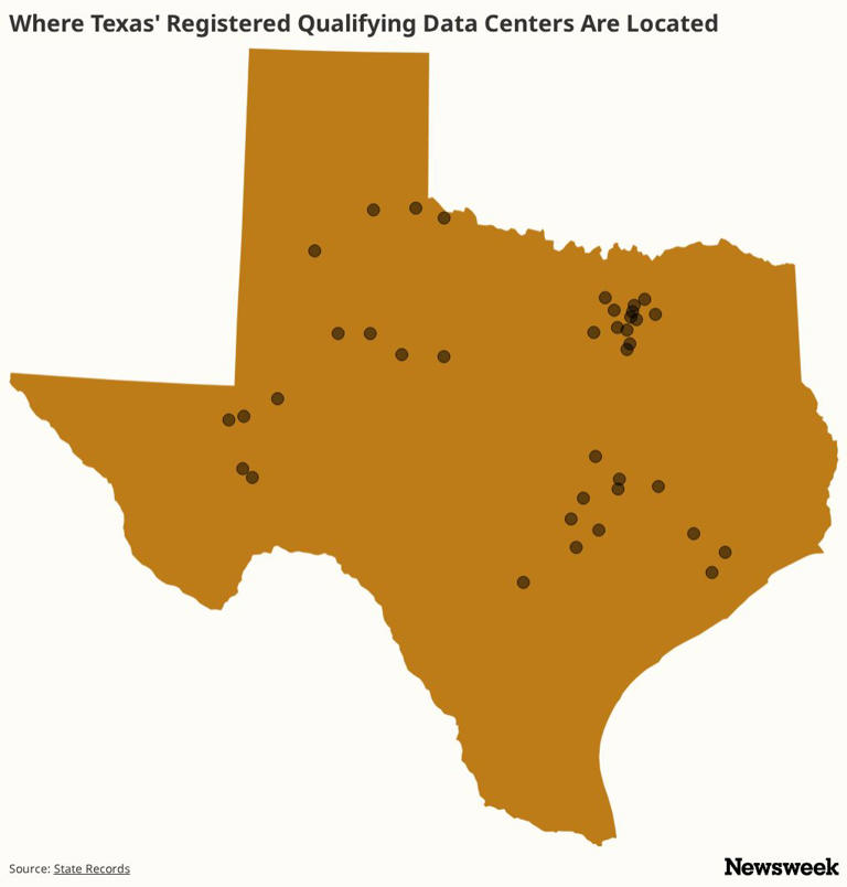 Map shows Texas data center boom as pollution warning issued