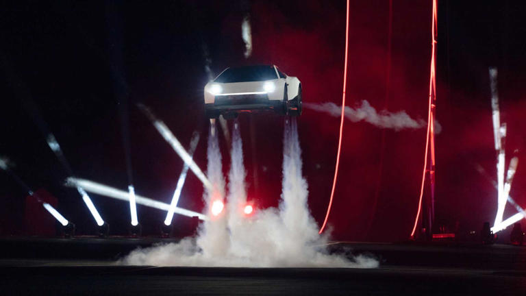 2028 Tesla Roadster concept ditches rocket thrusters for Mustang V8s