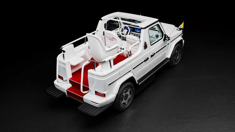 Of course the first American pope has a pickup truck popemobile