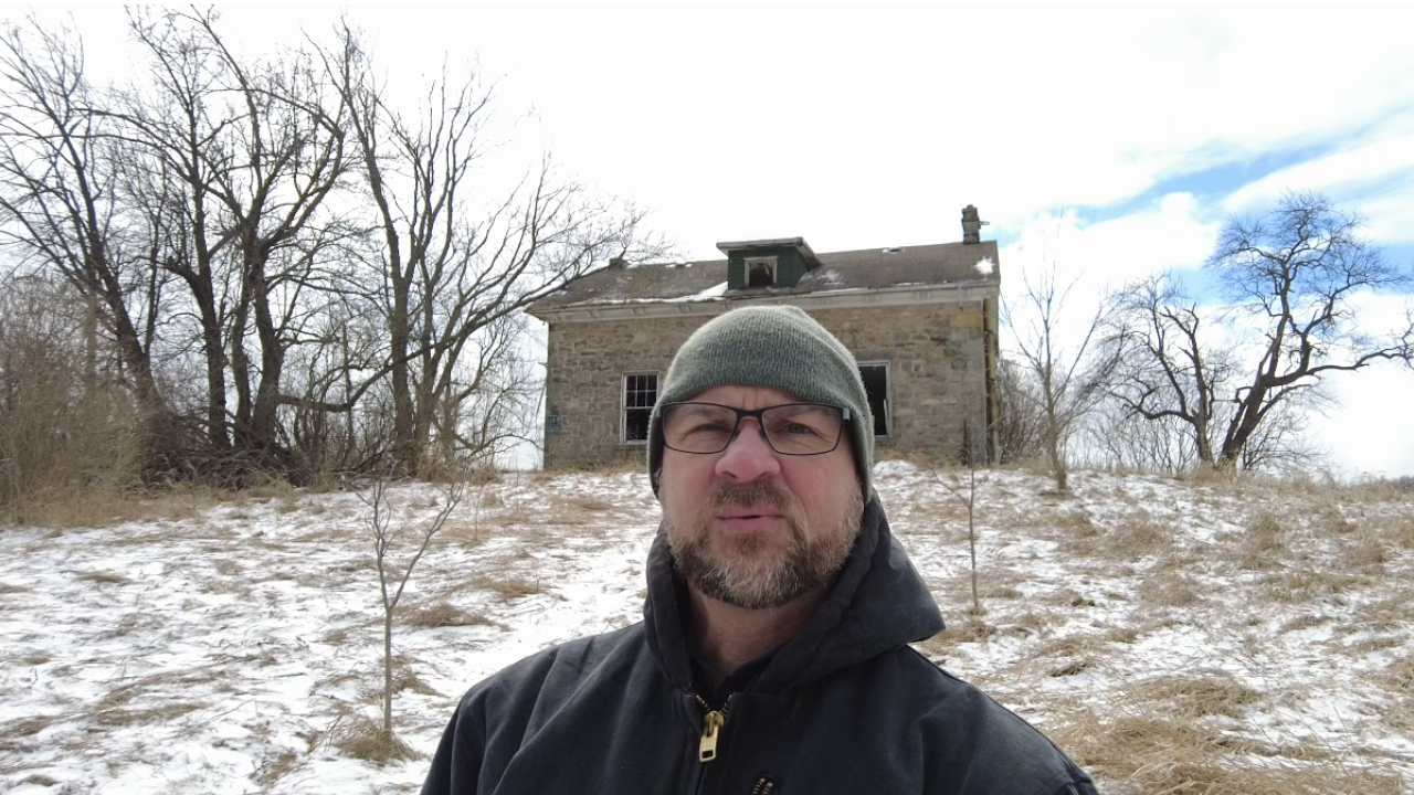 Remote abandoned stone house in the wilderness