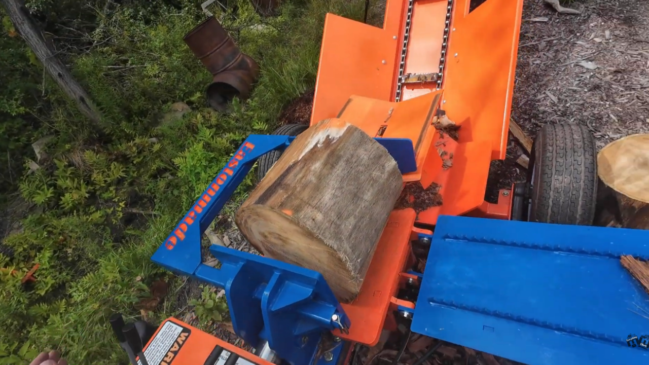 Splitting firewood from a first-person view