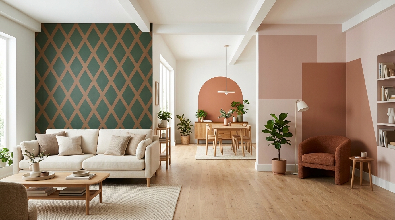 Painted wall designs: 15 taped patterns that turn a plain wall into art