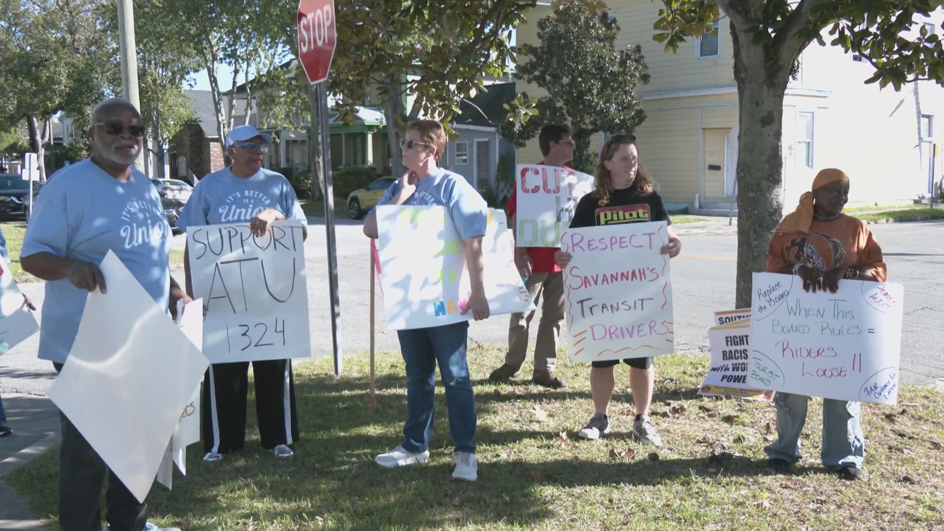 Local union workers protest in support of Chatham Area Transit workers