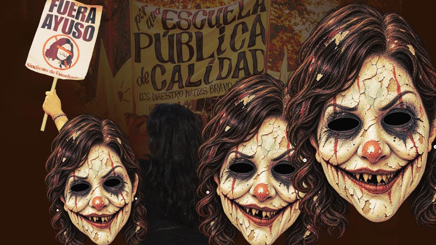 Éstas son las caretas que los profesores anti-Ayuso preparan para ...
