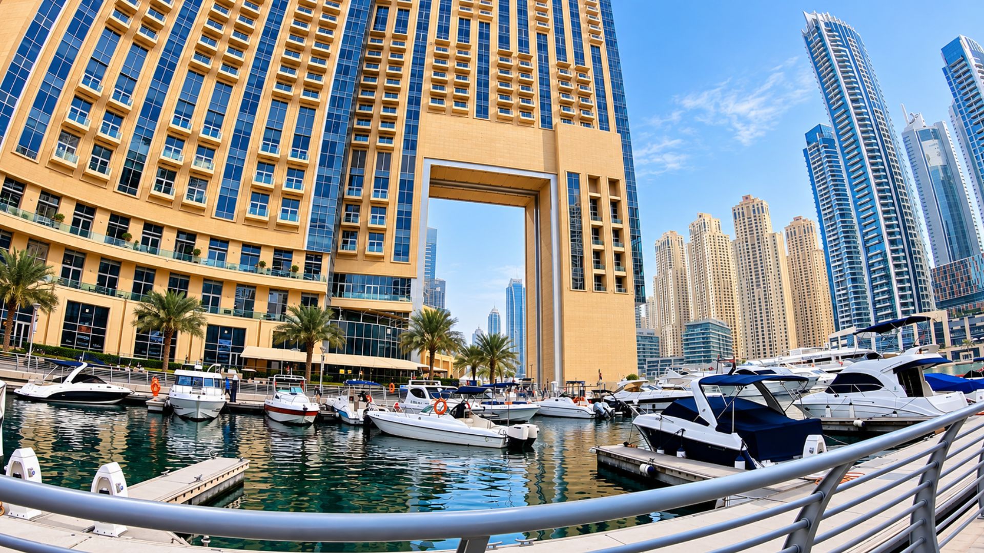 Where luxury yachts meet Dubai's towering skyline (4K)