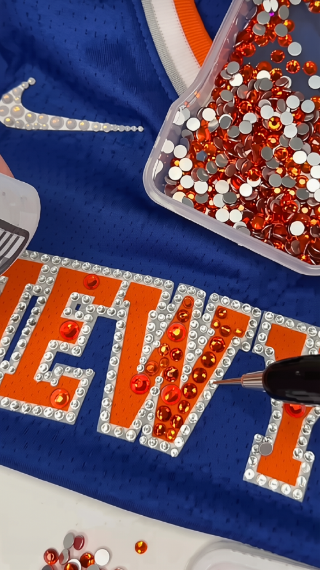 Giving a Knicks jersey a rhinestone upgrade