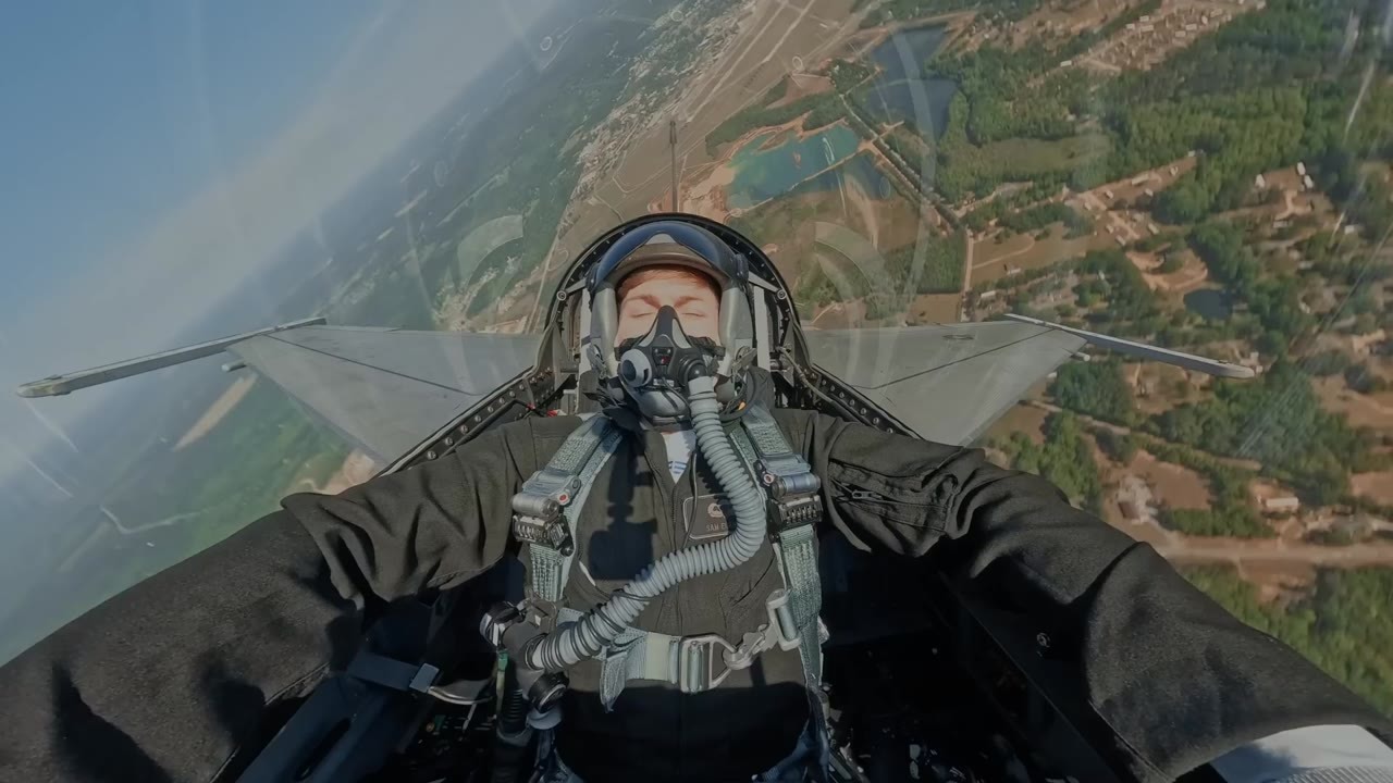 Watch an F-16 pilot demonstrate a triple roll during a high-speed flight