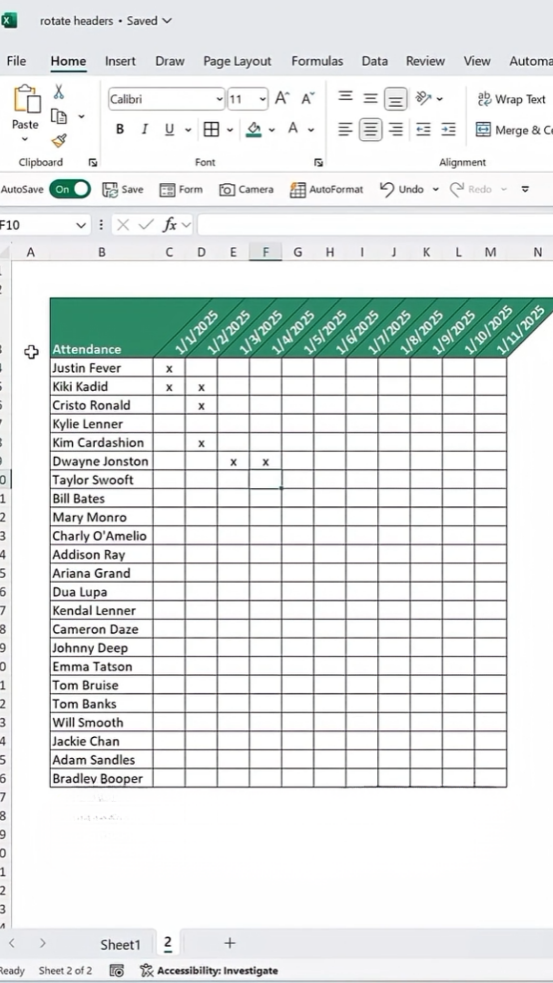 Creating an attendance tracker using Microsoft Excel
