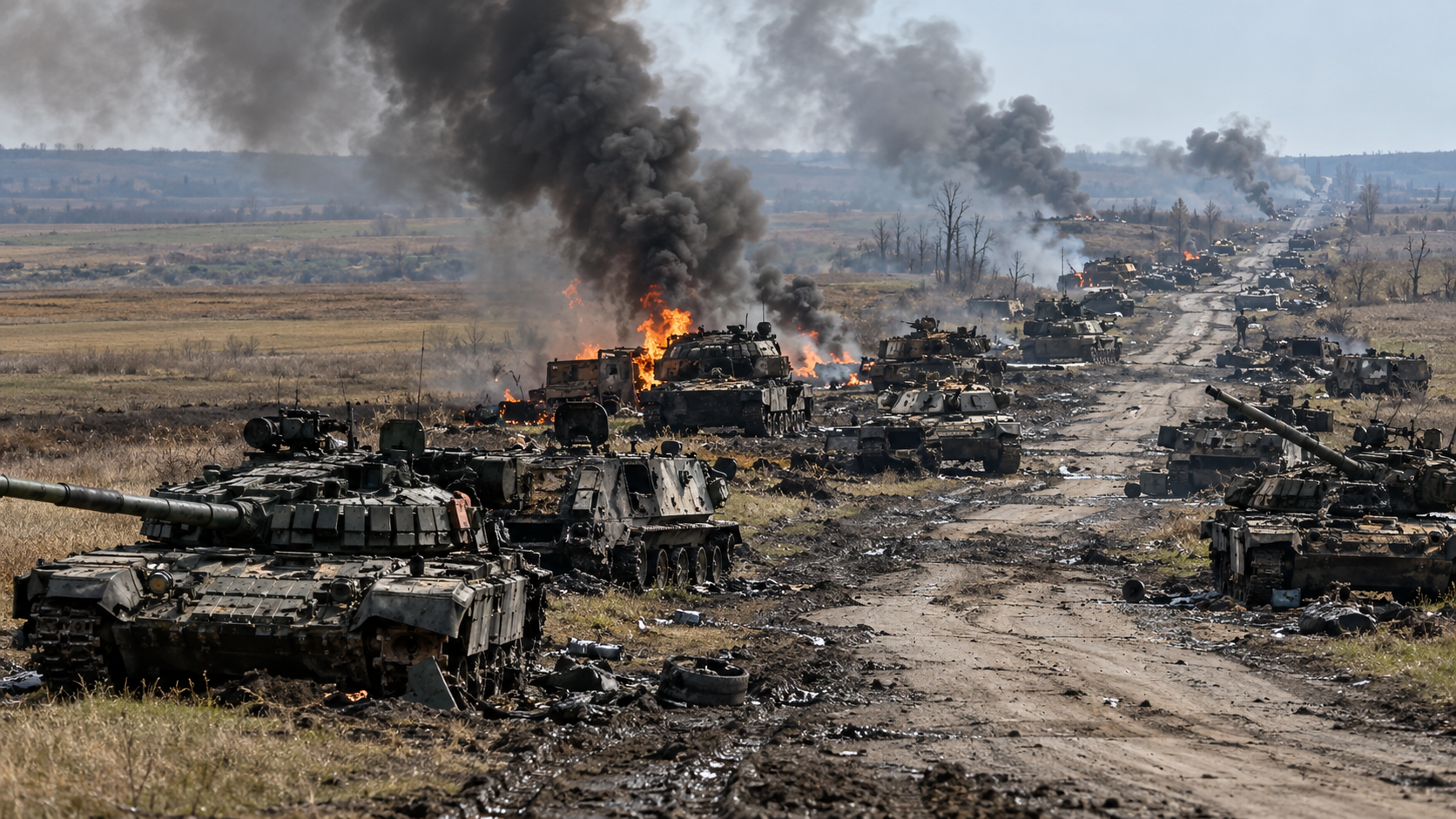 Russian tank columns advanced toward Ukraine's Mala Tokmachka - the ...
