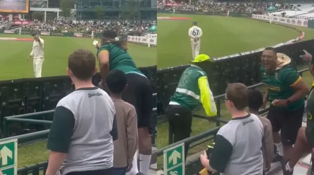 Watch: South Africa fan mocks Nathan Lyon with sandpaper in hand during ...