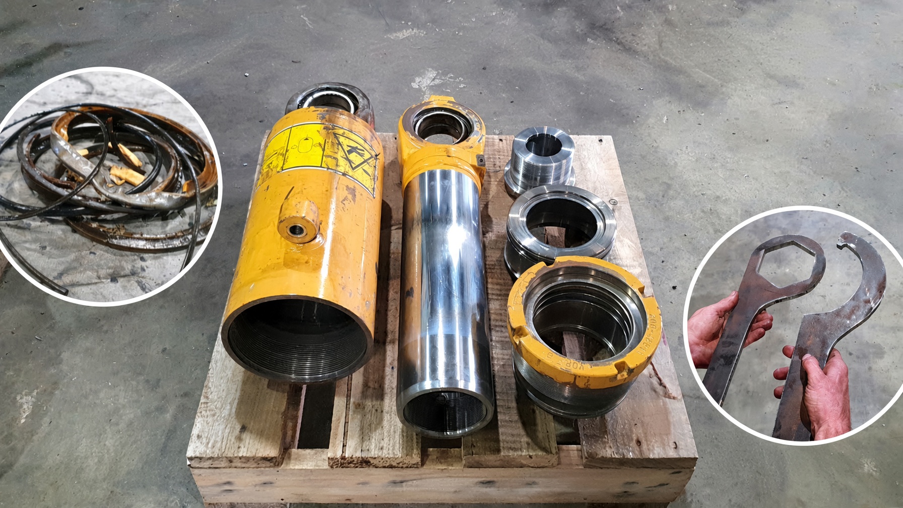 Taking apart a large strut cylinder