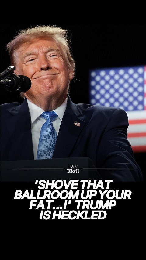 Moment Trump is heckled: 'Shove that ballroom up your fat ...'