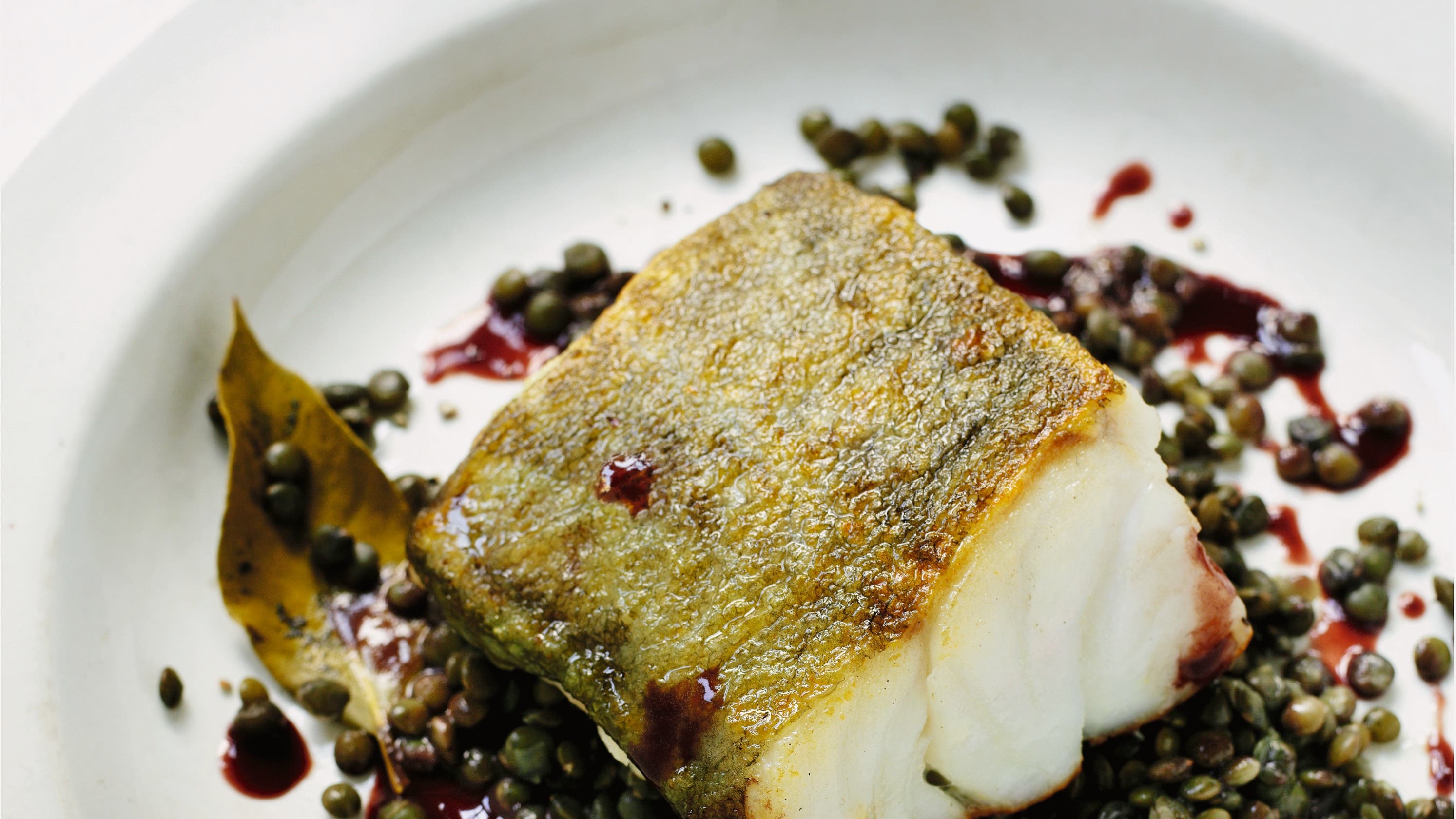 Rick Stein’s cod with Puy lentils and red wine sauce recipe