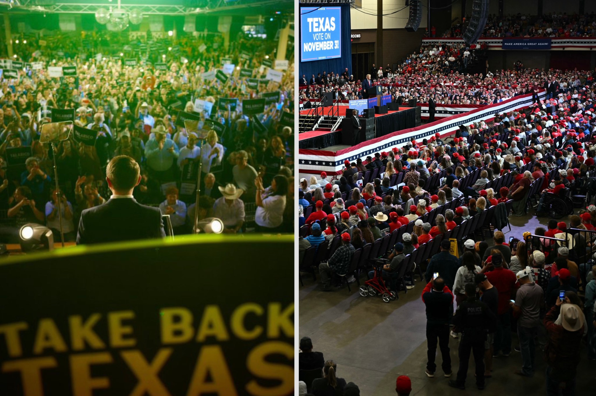 James Talarico and Donald Trump's Texas rally crowd sizes compared: photos