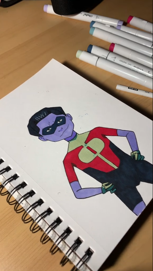 Drawing Oliver from Invincible with art markers