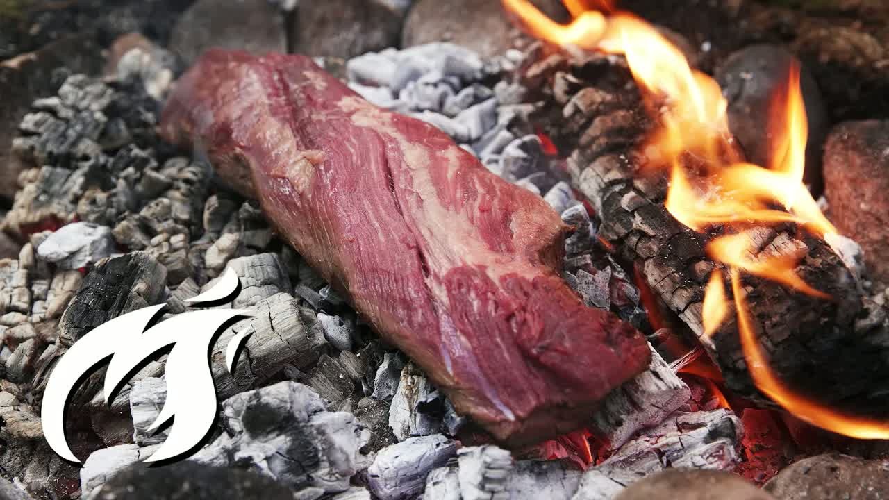 How to grill beef tenderloin directly in the fire?