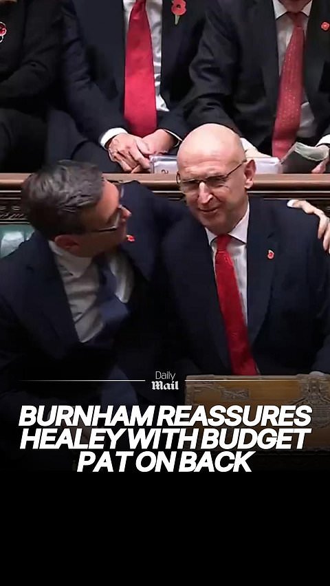 Moment Burnham reassures Healey with budget pat on the back