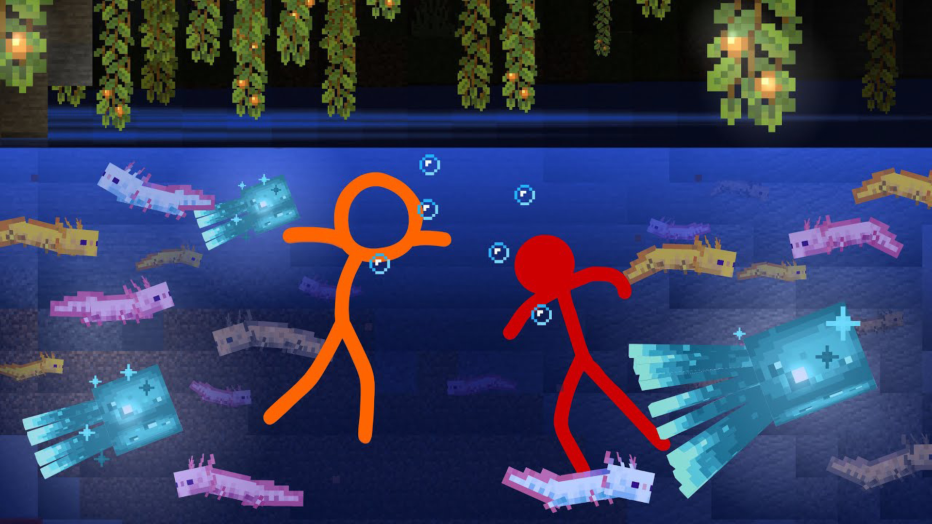 Texture pack caves: Stick figures explore a strange underground