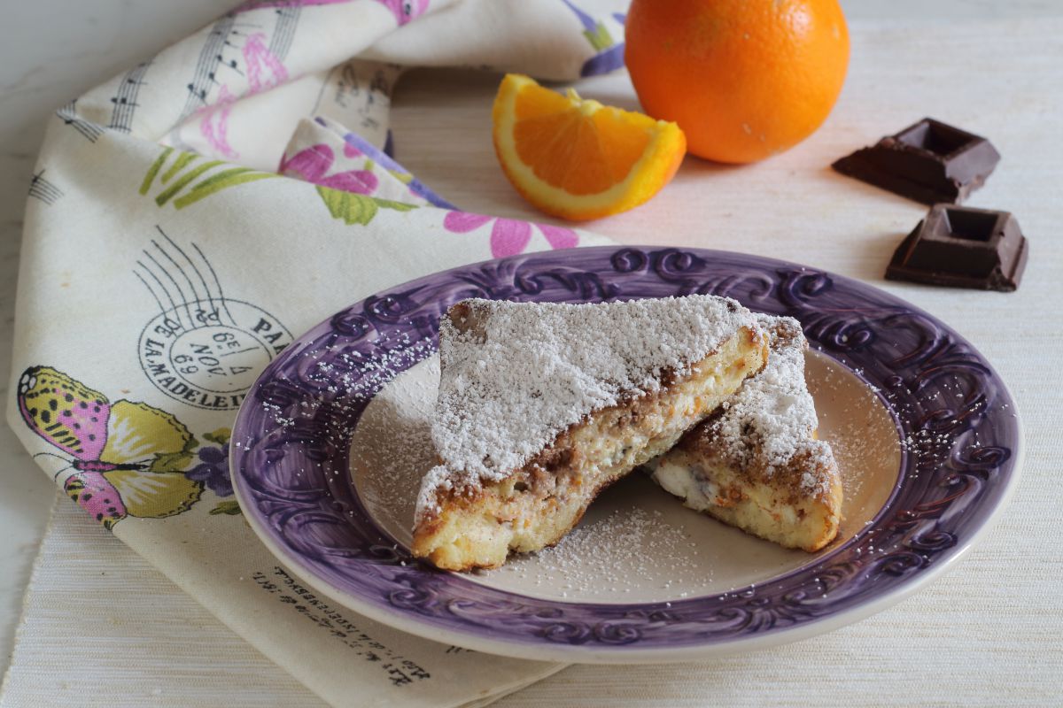 French toast with ricotta, orange and chocolate