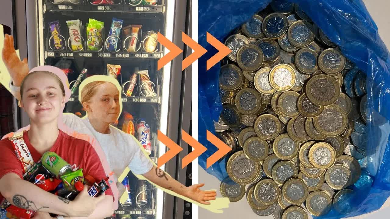 Collecting money from my new vending machine location!