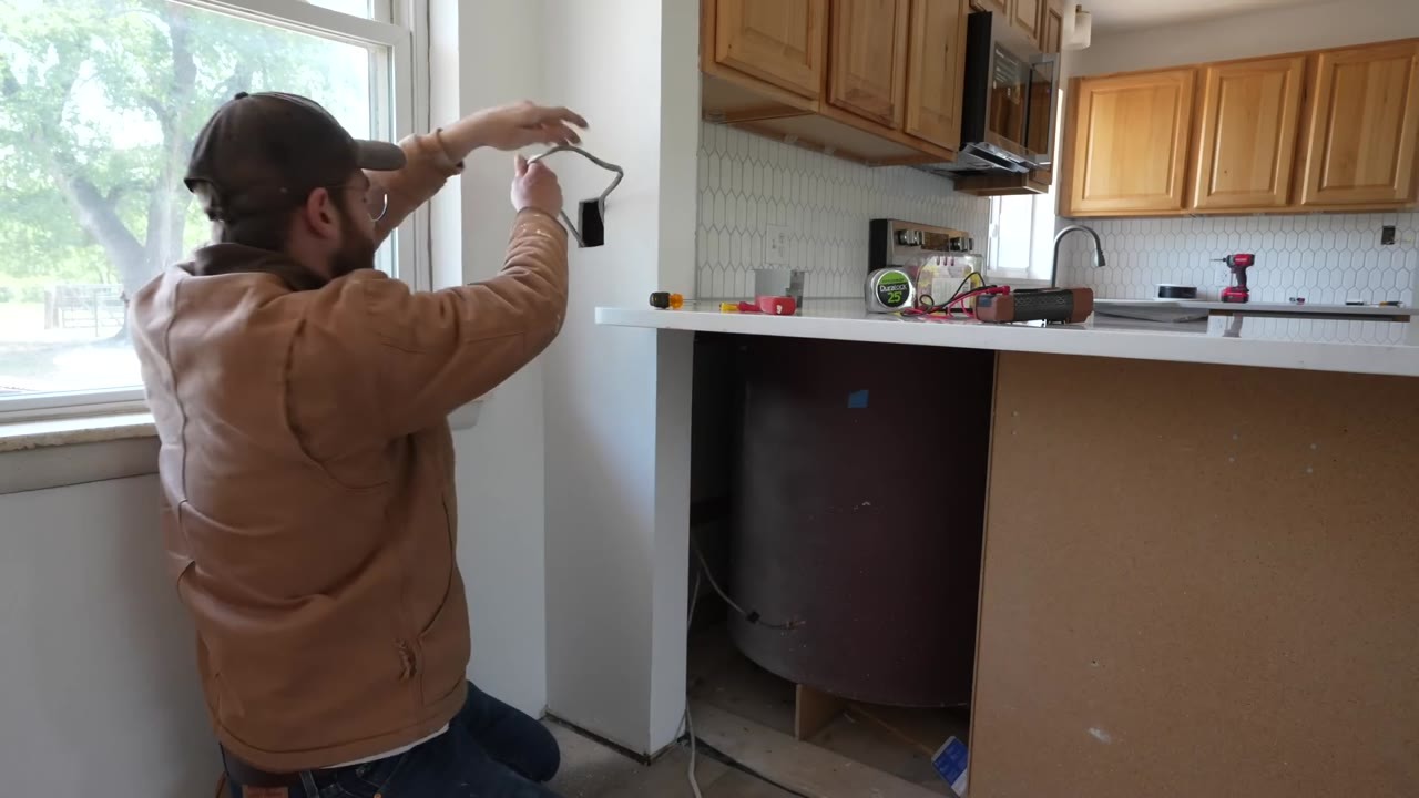 Watch an old kitchen island transform with 7 wood-slat panels