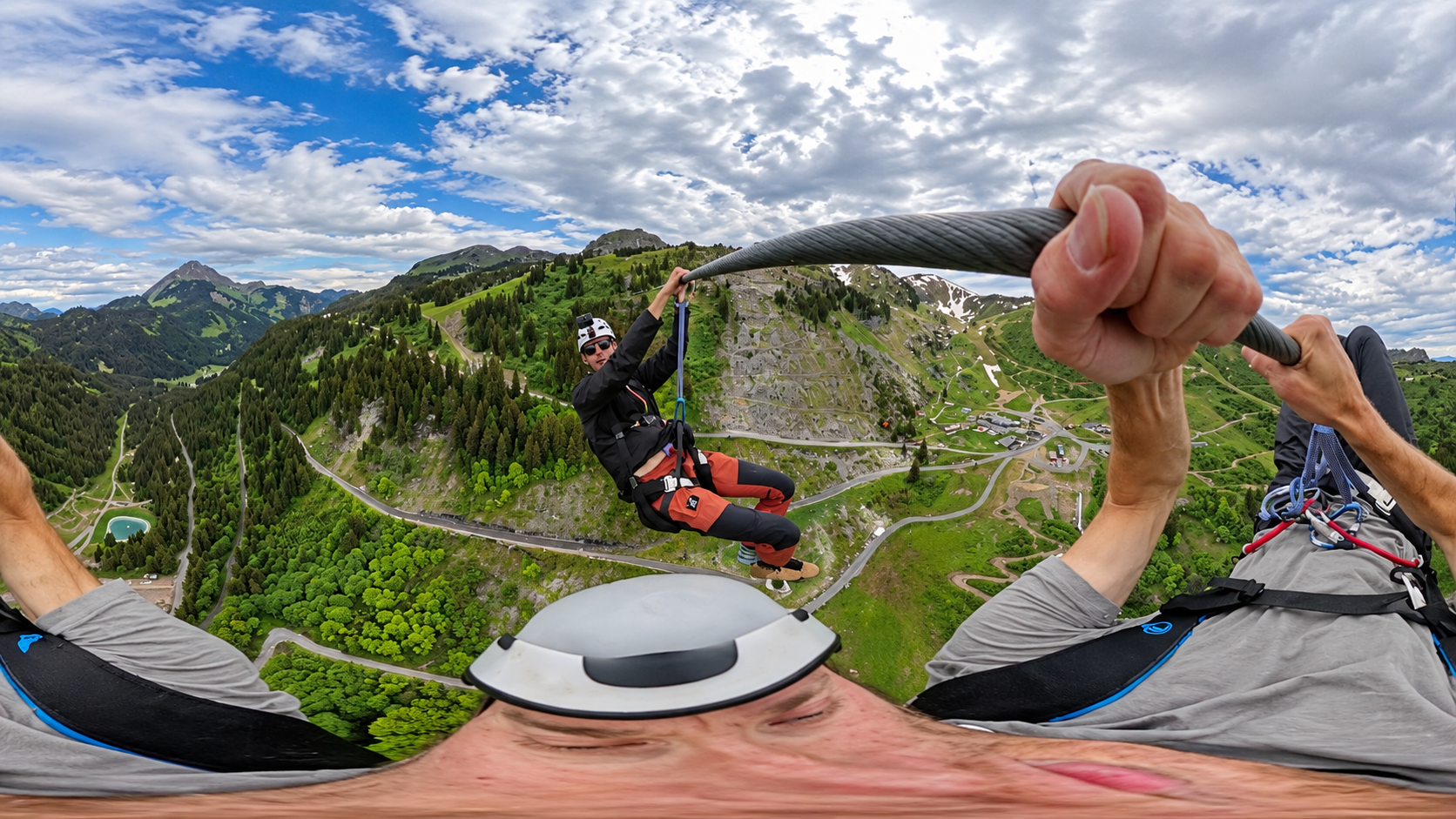 He slid out over the valley on a zipline… then dropped into open air