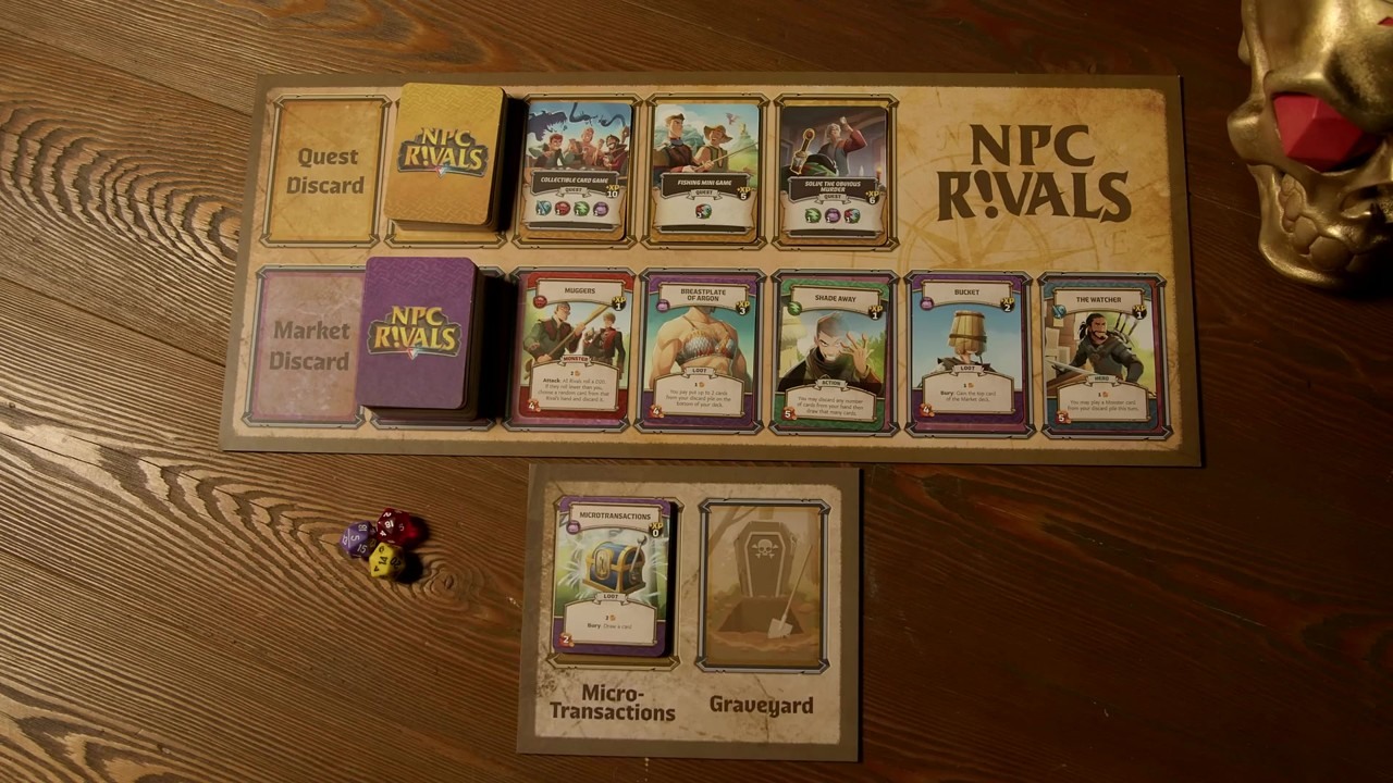 How the NPC Rivals deck-building card game works