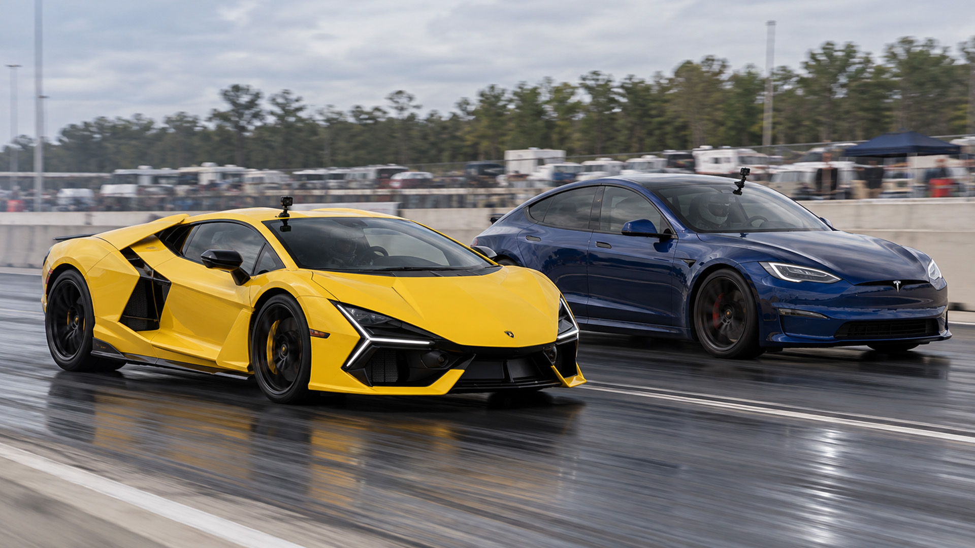 Lamborghini Revuelto out launches the Tesla Plaid in drag race