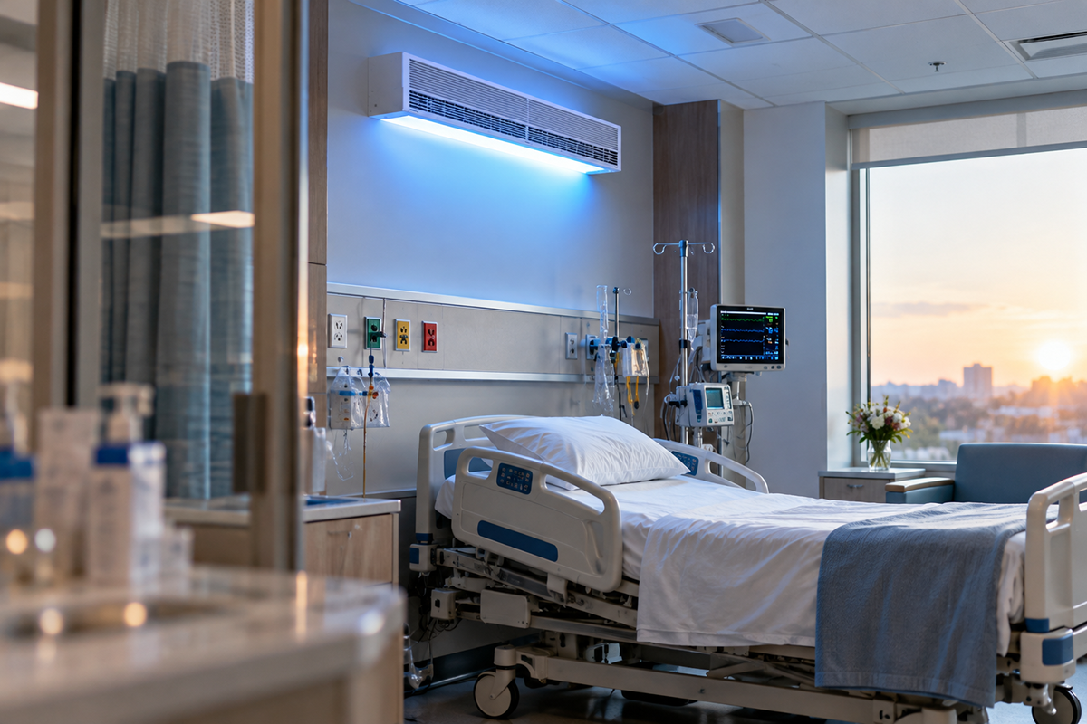 Can UV light clean hospital air while patients are still in the room?