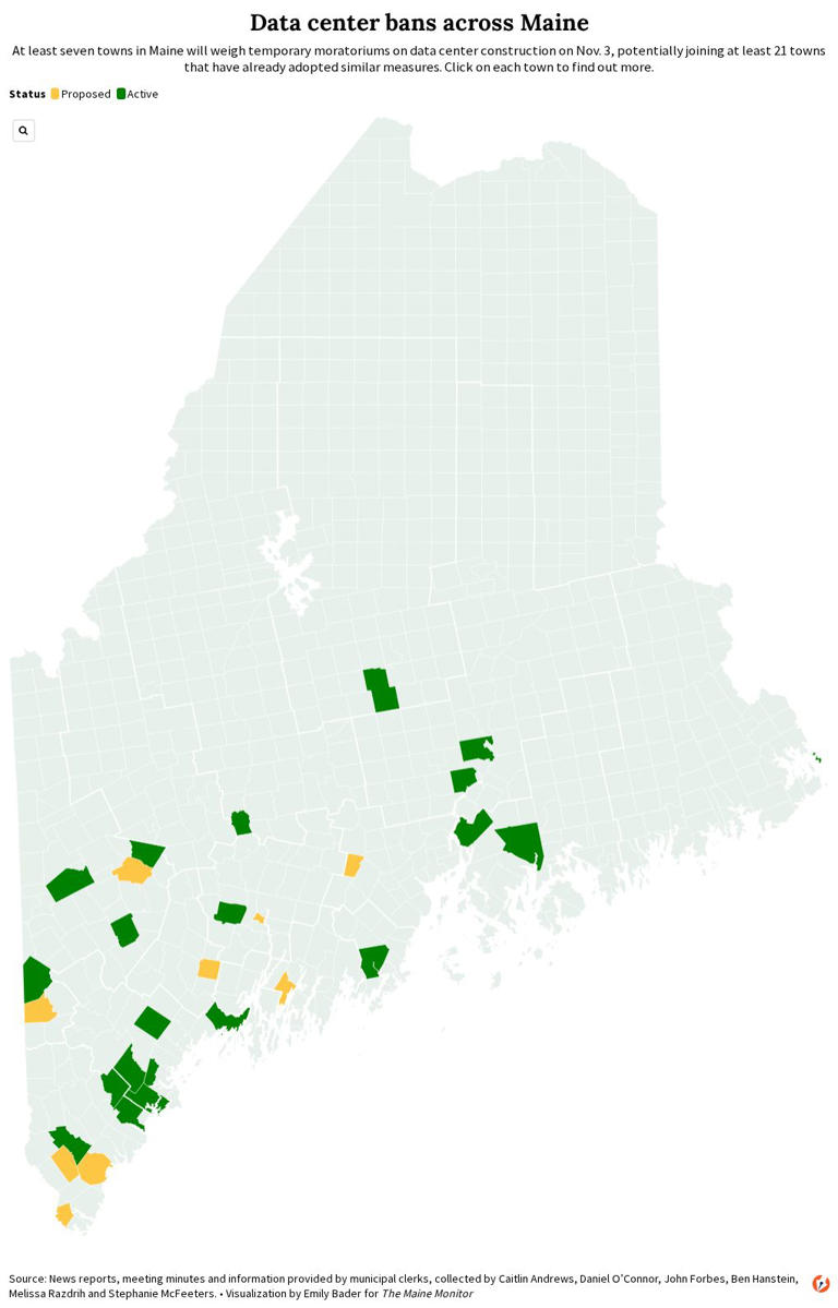 Here are the Maine towns weighing data center bans