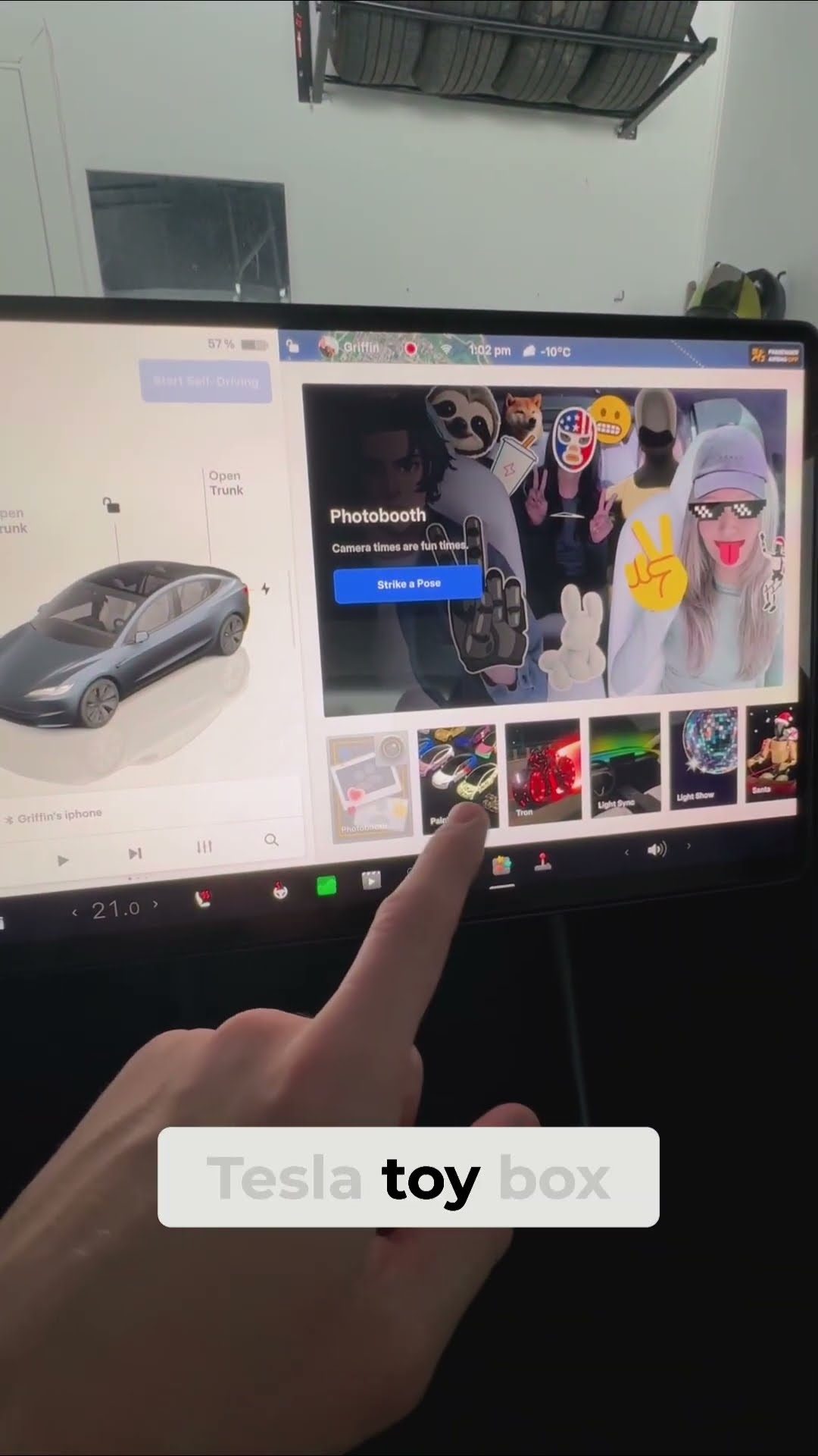 Tesla's new photo booth feature in toy box!