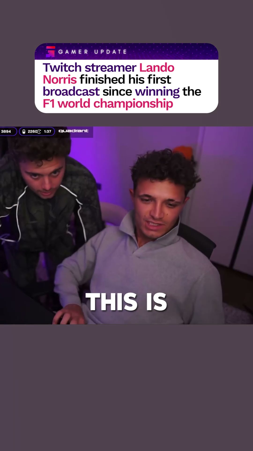 Lando Norris finished his first and last stream