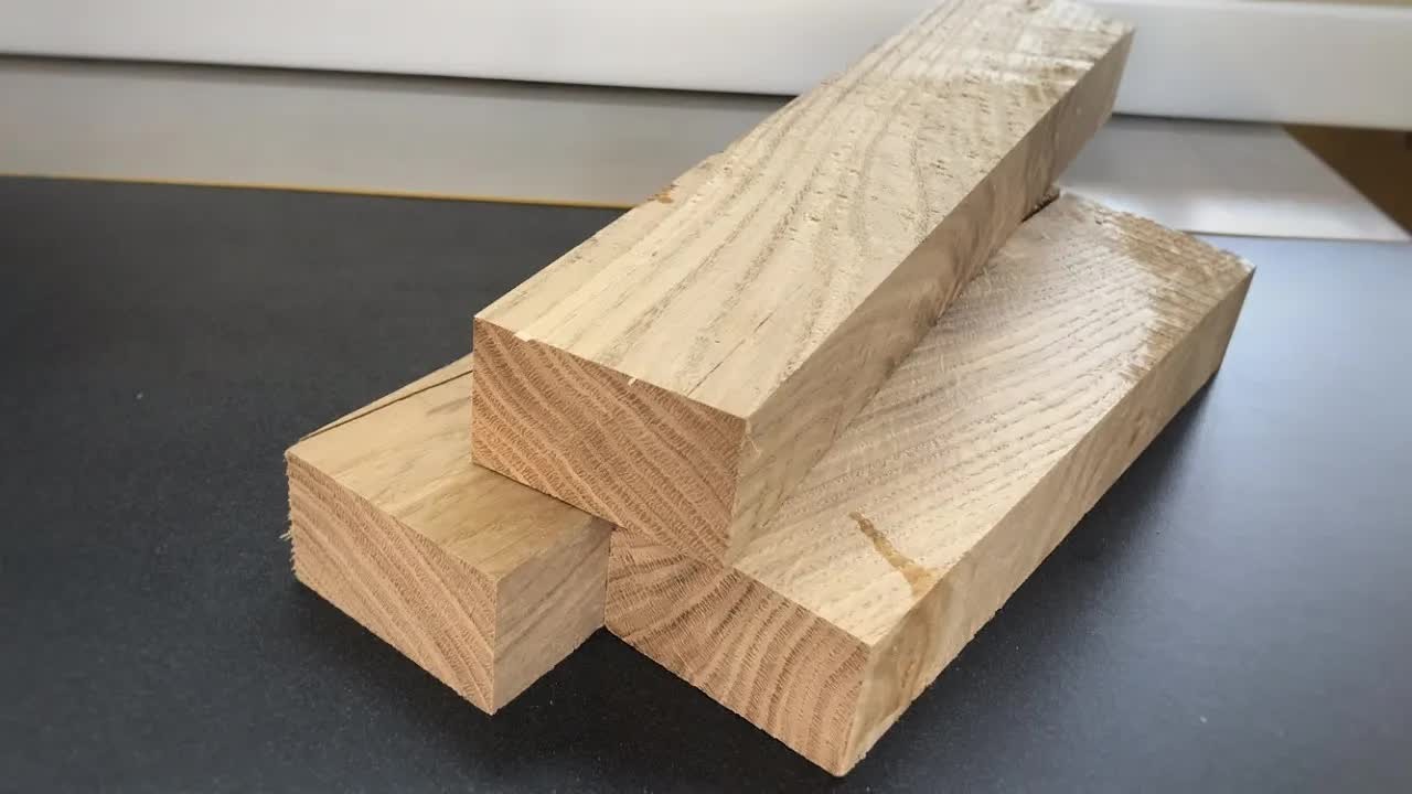 A woodworker builds a simple project from oak scraps