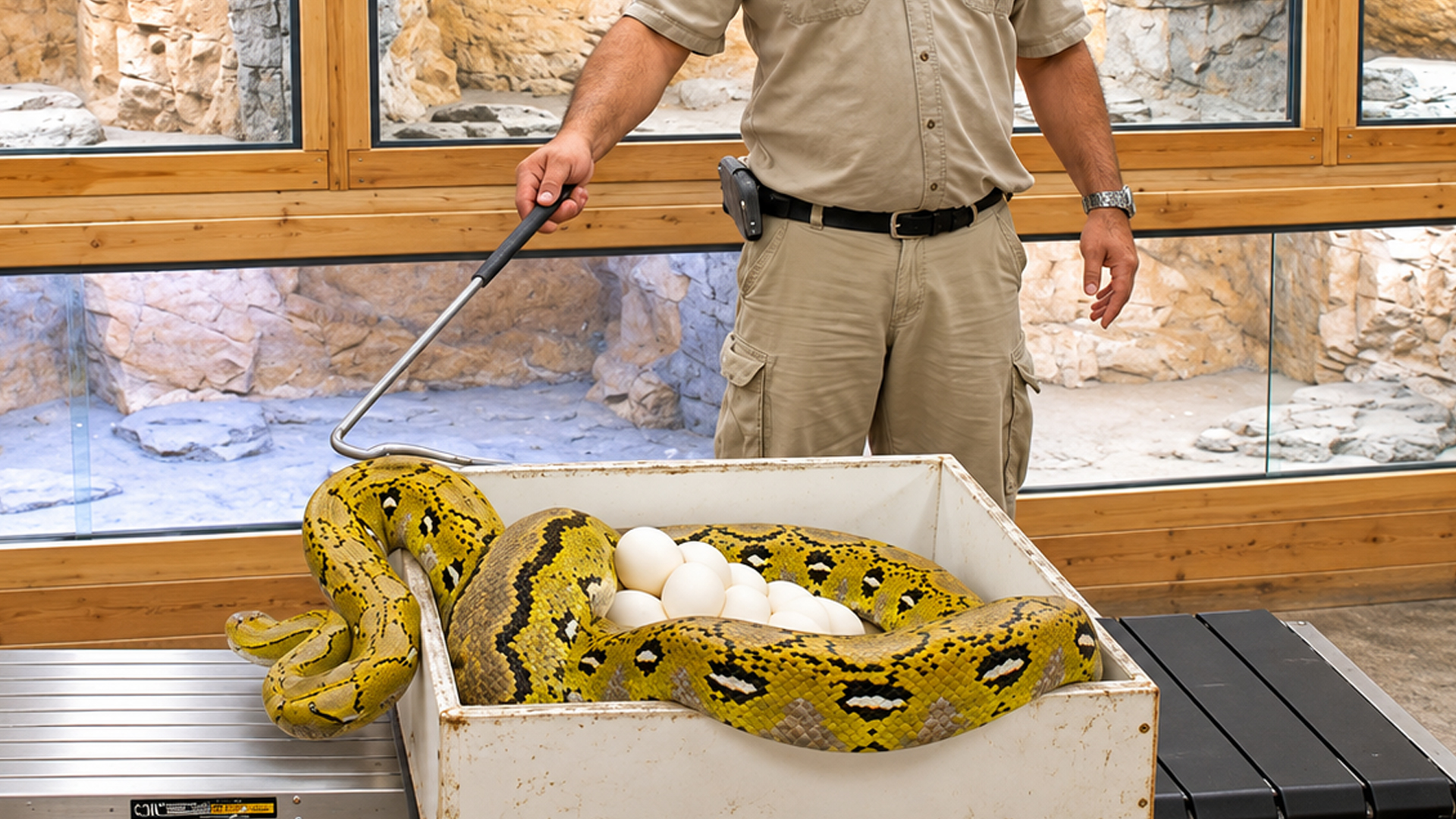 Python's bad attitude makes egg collection a challenge