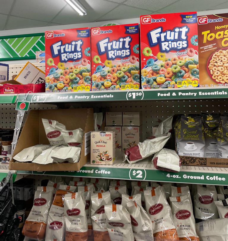 I bought the same grocery basics at Dollar General and Dollar Tree—one ...