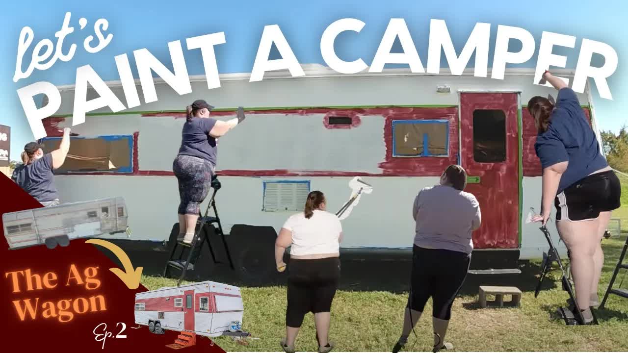 Custom painting & renovating a vintage travel trailer for Airbnb!