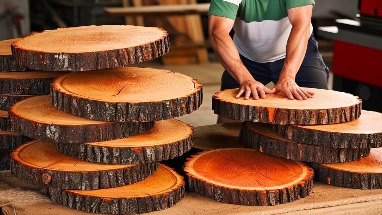 He turns tree logs into a unique coffee table