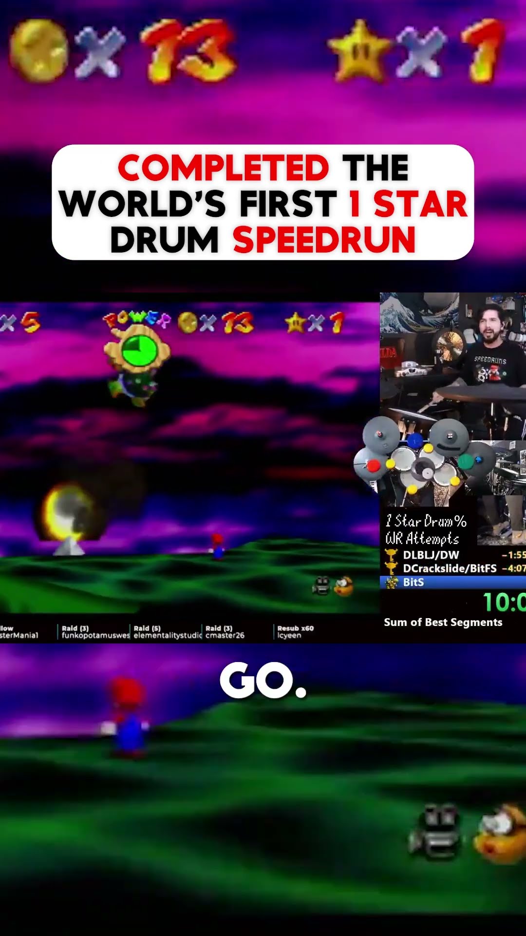 World's first Super Mario 64 drum speedrun