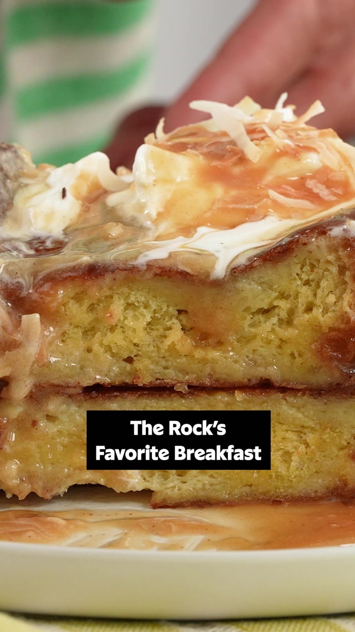 The Rock's favorite French toast with peanut butter maple syrup