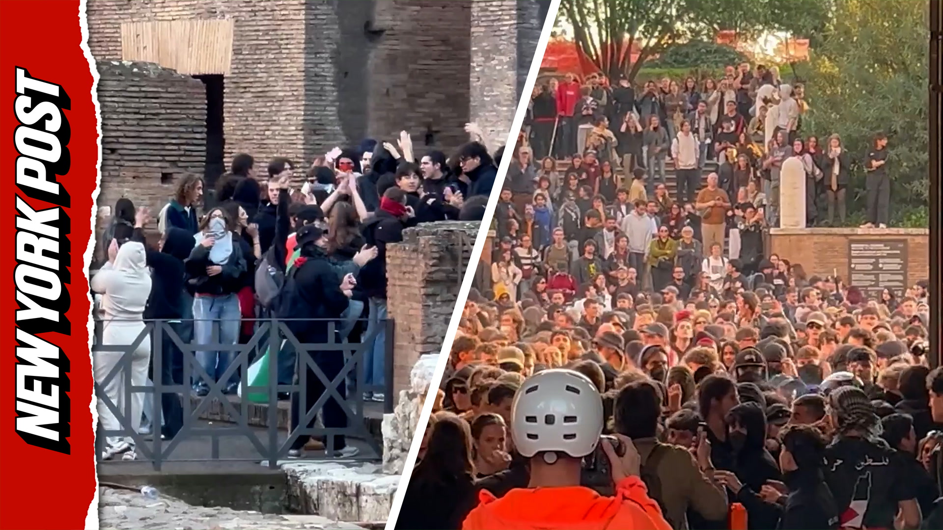 Pro-Palestinian protesters surge into Rome's Colosseum