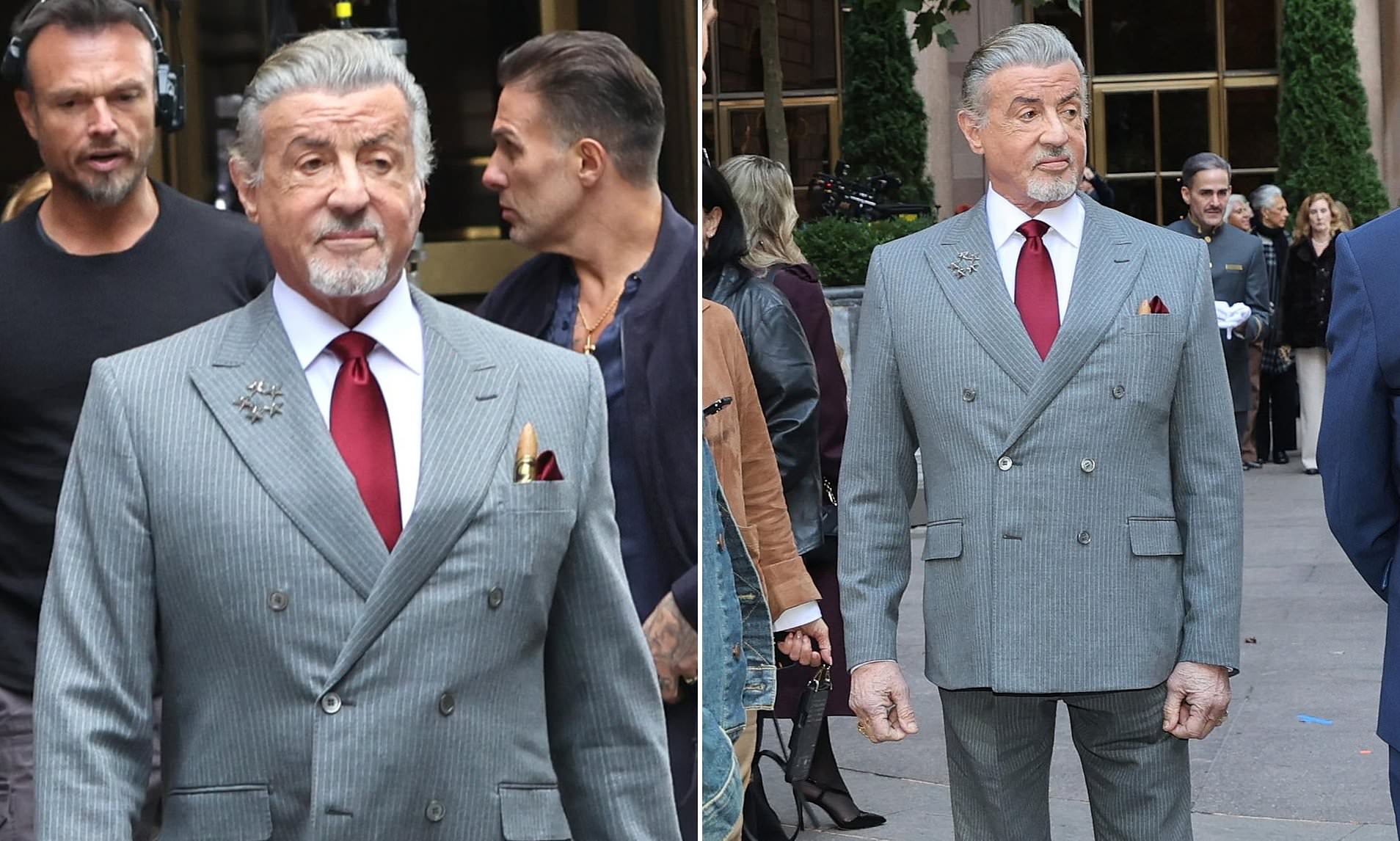 Sylvester Stallone is unrecognizable in dapper suit as he films Tulsa King in NYC