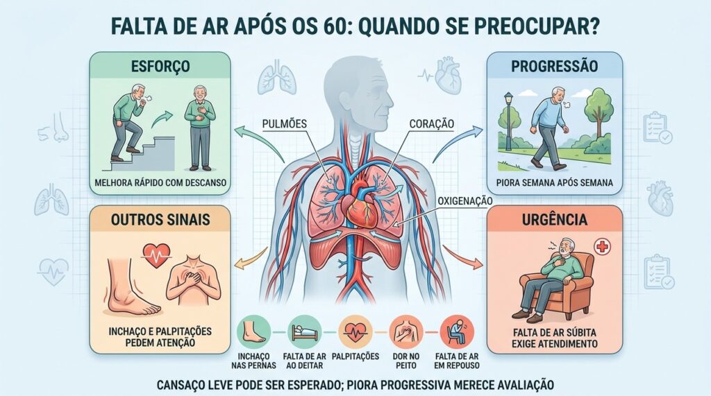 Sentir falta de ar ao subir escadas é normal depois dos 60?