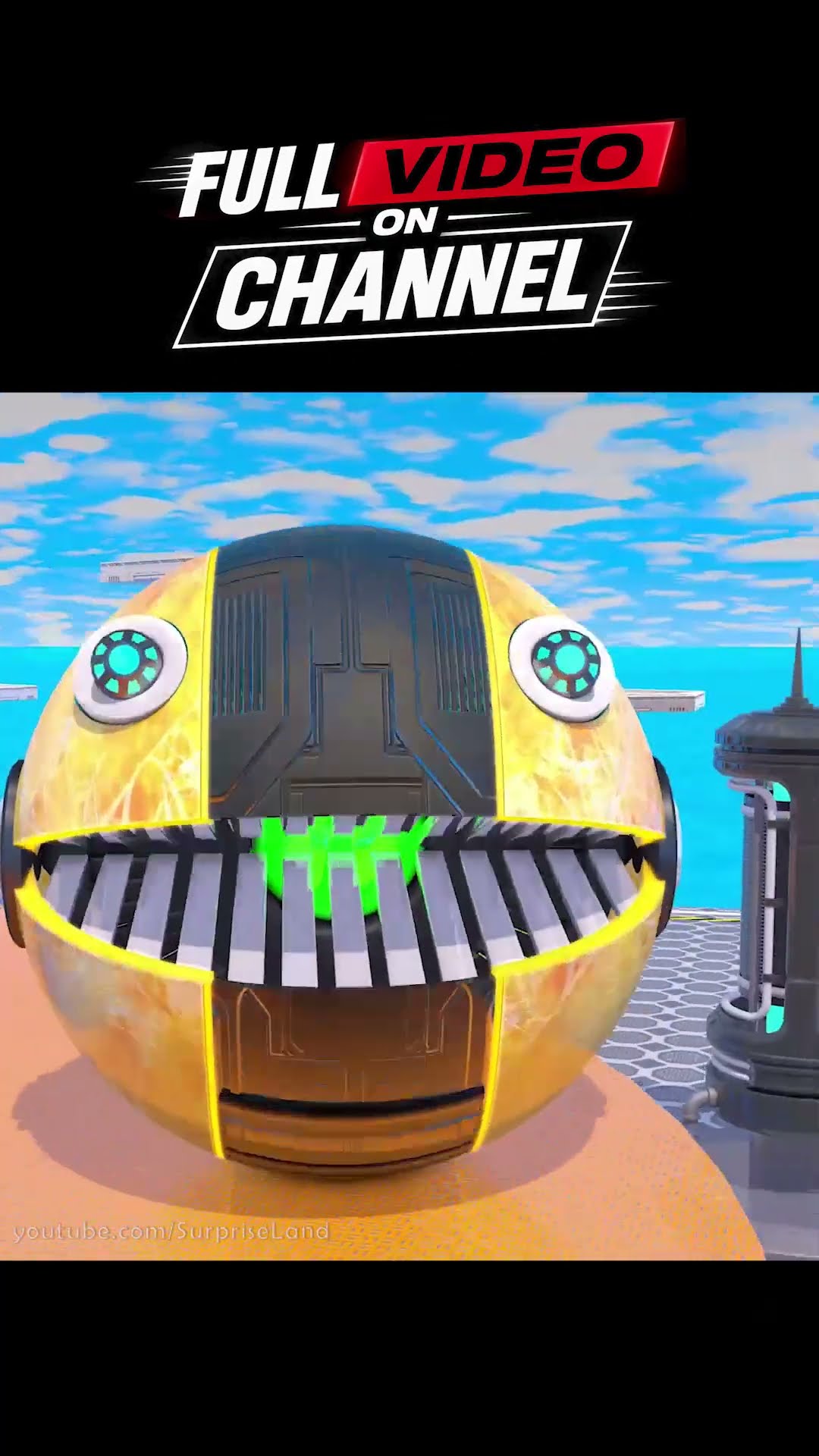 Epic robotic Pac-Man race: futuristic transformations & dramatic crash!
