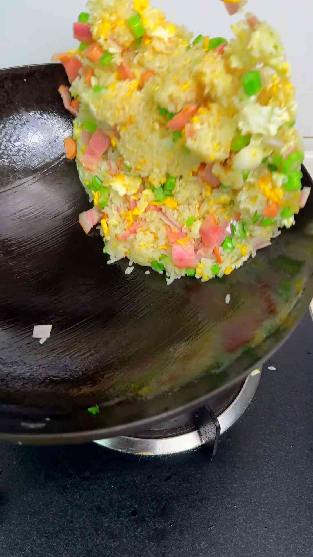 Bacon and egg fried rice with smoky flavor